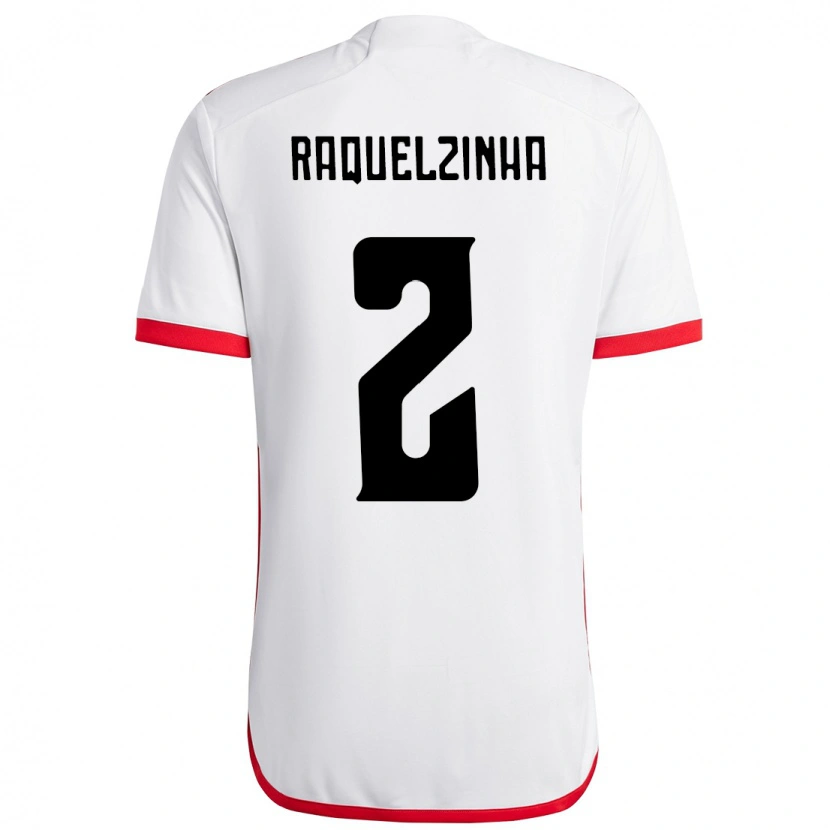 Danxen Uomo Maglia Raquelzinha #2 Bianco Rosso Kit Gara Away 2025/26 Maglietta