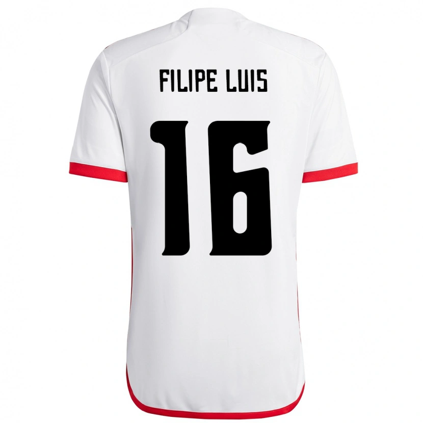 Danxen Uomo Maglia Filipe Luis #16 Bianco Rosso Kit Gara Away 2025/26 Maglietta