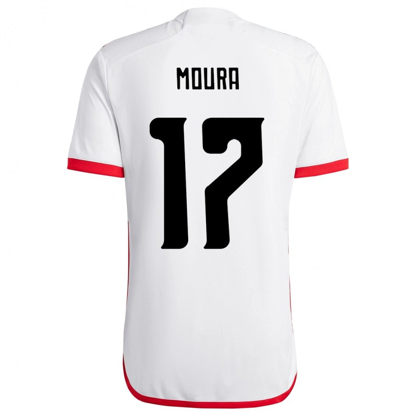 Danxen Uomo Maglia Hugo Moura #17 Bianco Rosso Kit Gara Away 2025/26 Maglietta