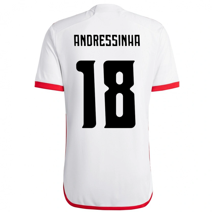 Danxen Uomo Maglia Andressinha #18 Bianco Rosso Kit Gara Away 2025/26 Maglietta
