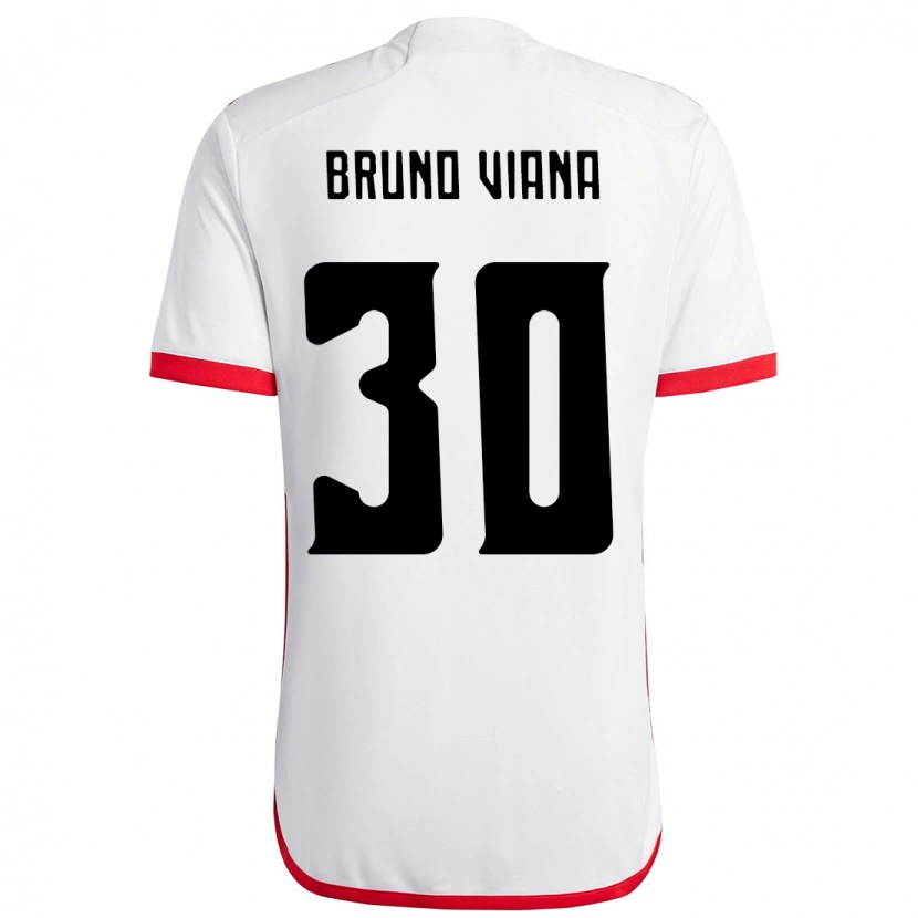 Danxen Uomo Maglia Bruno Viana #30 Bianco Rosso Kit Gara Away 2025/26 Maglietta