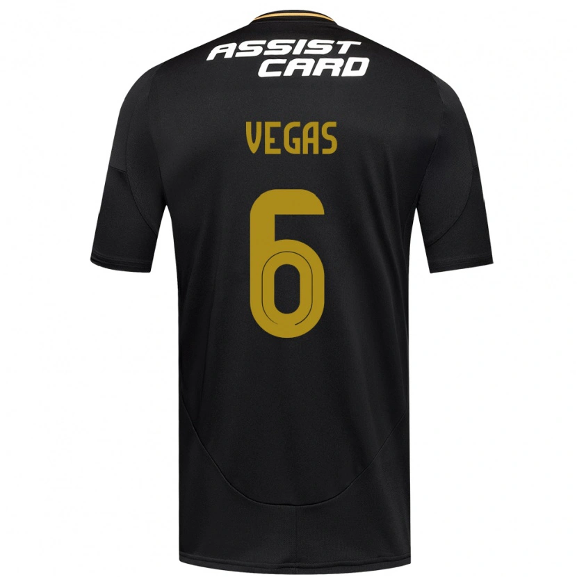 Danxen Uomo Maglia Sebastián Vegas #6 Nero Bianco Kit Gara Away 2025/26 Maglietta