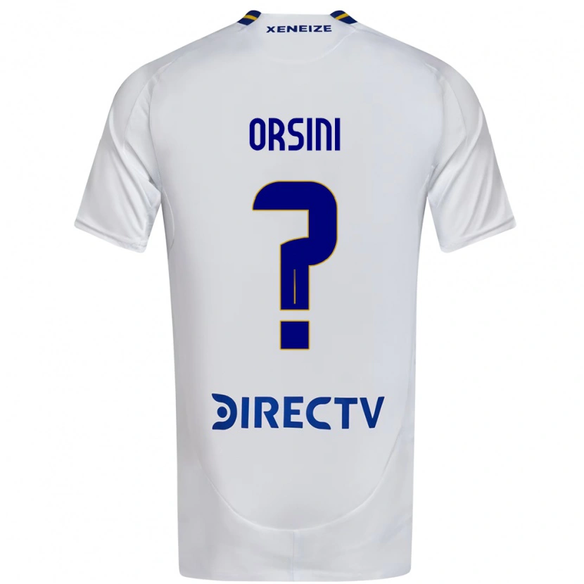 Danxen Uomo Maglia Nicolás Orsini #0 Bianco Blu Kit Gara Away 2025/26 Maglietta