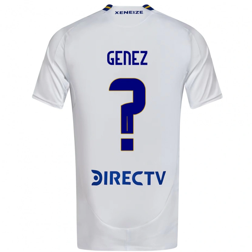 Danxen Uomo Maglia Nahuel Genez #0 Bianco Blu Kit Gara Away 2025/26 Maglietta