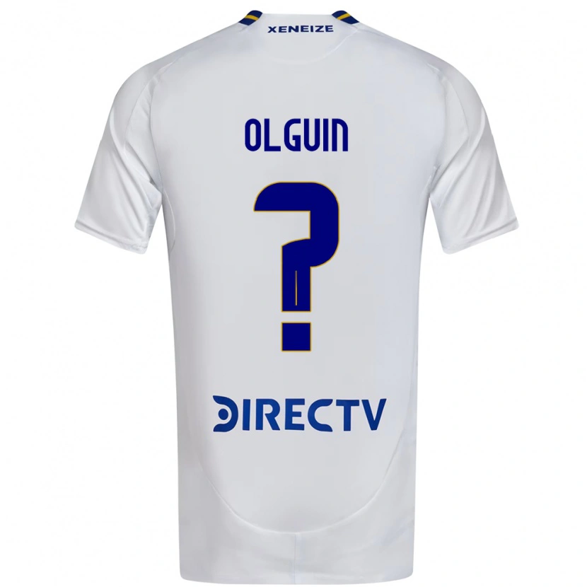 Danxen Uomo Maglia Matias Olguin #0 Bianco Blu Kit Gara Away 2025/26 Maglietta
