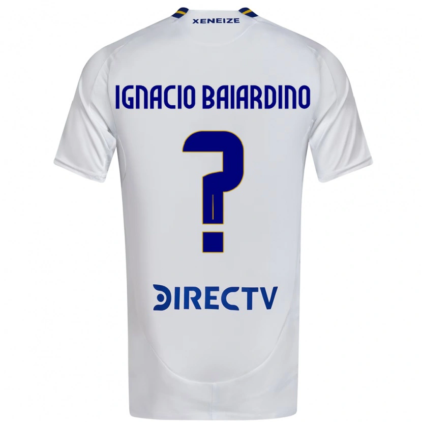 Danxen Uomo Maglia Juan Ignacio Baiardino #0 Bianco Blu Kit Gara Away 2025/26 Maglietta