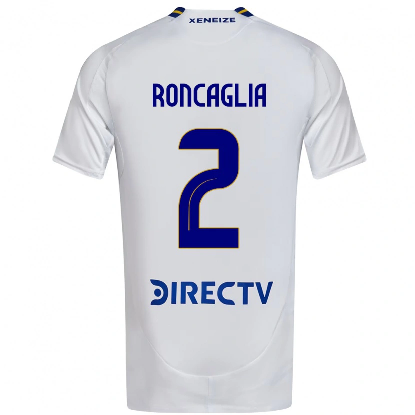 Danxen Uomo Maglia Facundo Roncaglia #2 Bianco Blu Kit Gara Away 2025/26 Maglietta