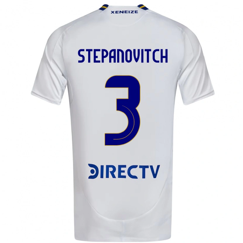 Danxen Uomo Maglia Nicolás Stepanovitch #3 Bianco Blu Kit Gara Away 2025/26 Maglietta