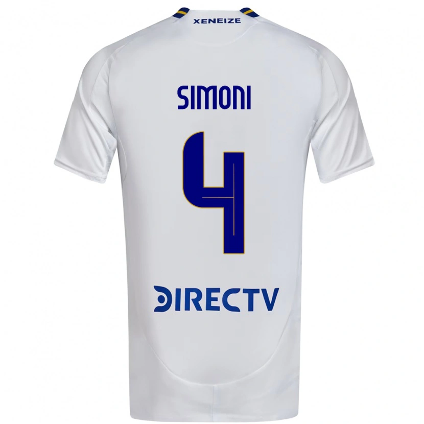 Danxen Uomo Maglia Tiago Simoni #4 Bianco Blu Kit Gara Away 2025/26 Maglietta