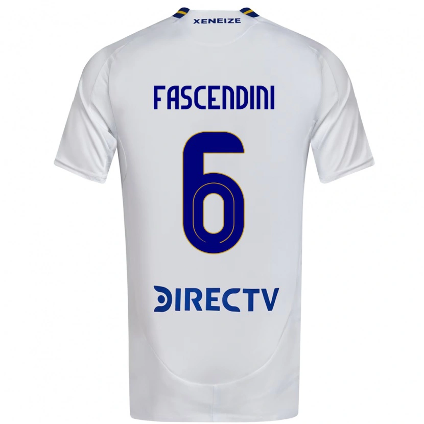 Danxen Uomo Maglia Valentin Fascendini #6 Bianco Blu Kit Gara Away 2025/26 Maglietta