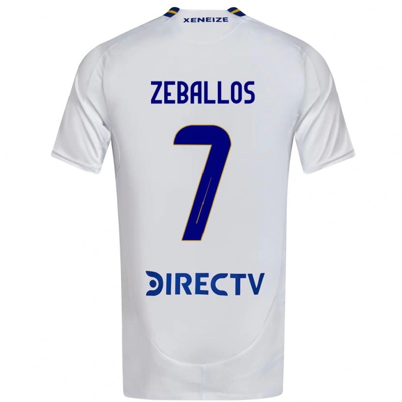 Danxen Uomo Maglia Exequiel Zeballos #7 Bianco Blu Kit Gara Away 2025/26 Maglietta
