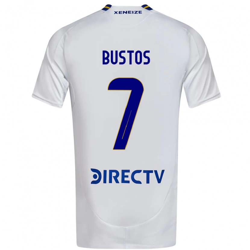 Danxen Uomo Maglia Tomás Bustos #7 Bianco Blu Kit Gara Away 2025/26 Maglietta