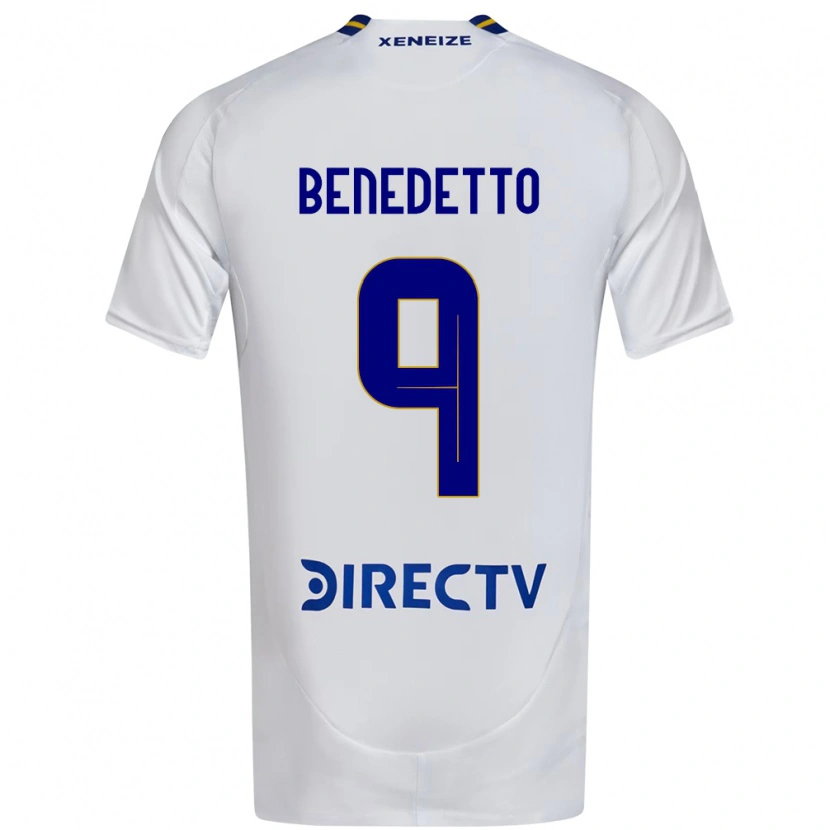 Danxen Uomo Maglia Dario Benedetto #9 Bianco Blu Kit Gara Away 2025/26 Maglietta