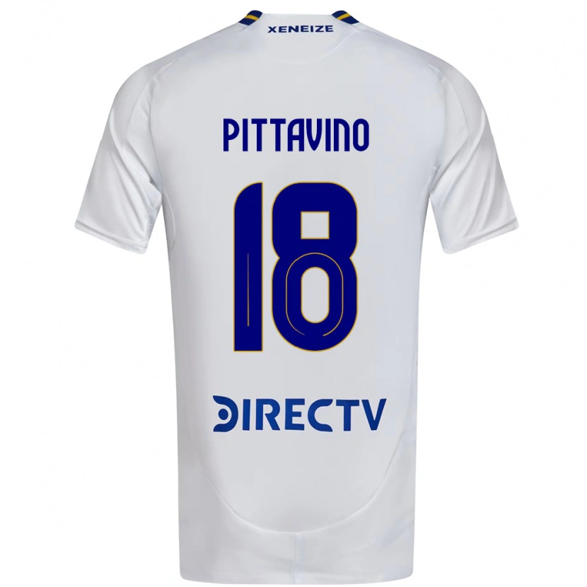 Danxen Uomo Maglia Rodrigo Pittavino #18 Bianco Blu Kit Gara Away 2025/26 Maglietta