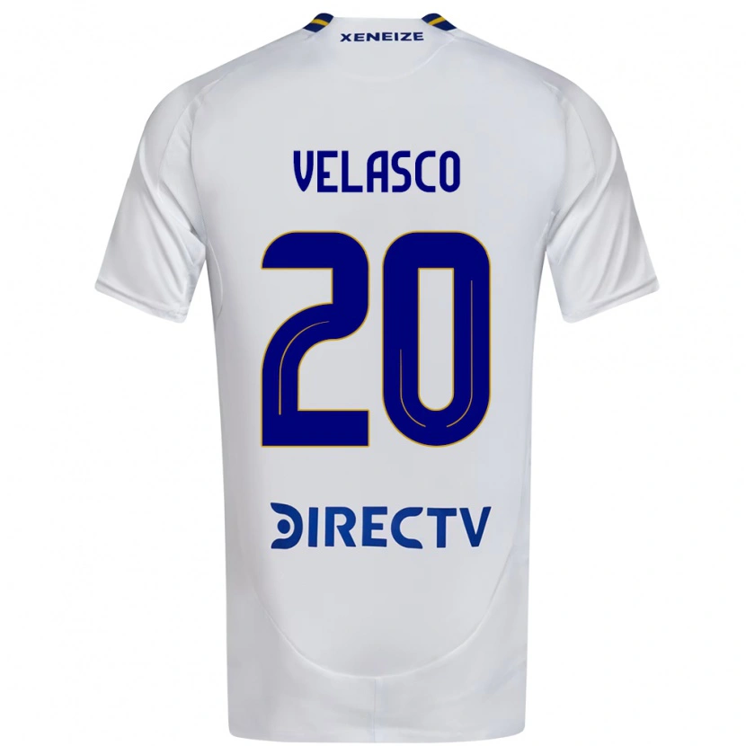 Danxen Uomo Maglia Alan Velasco #20 Bianco Blu Kit Gara Away 2025/26 Maglietta