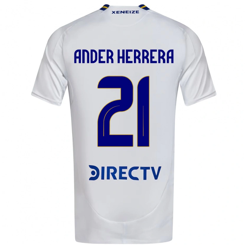 Danxen Uomo Maglia Ander Herrera #21 Bianco Blu Kit Gara Away 2025/26 Maglietta