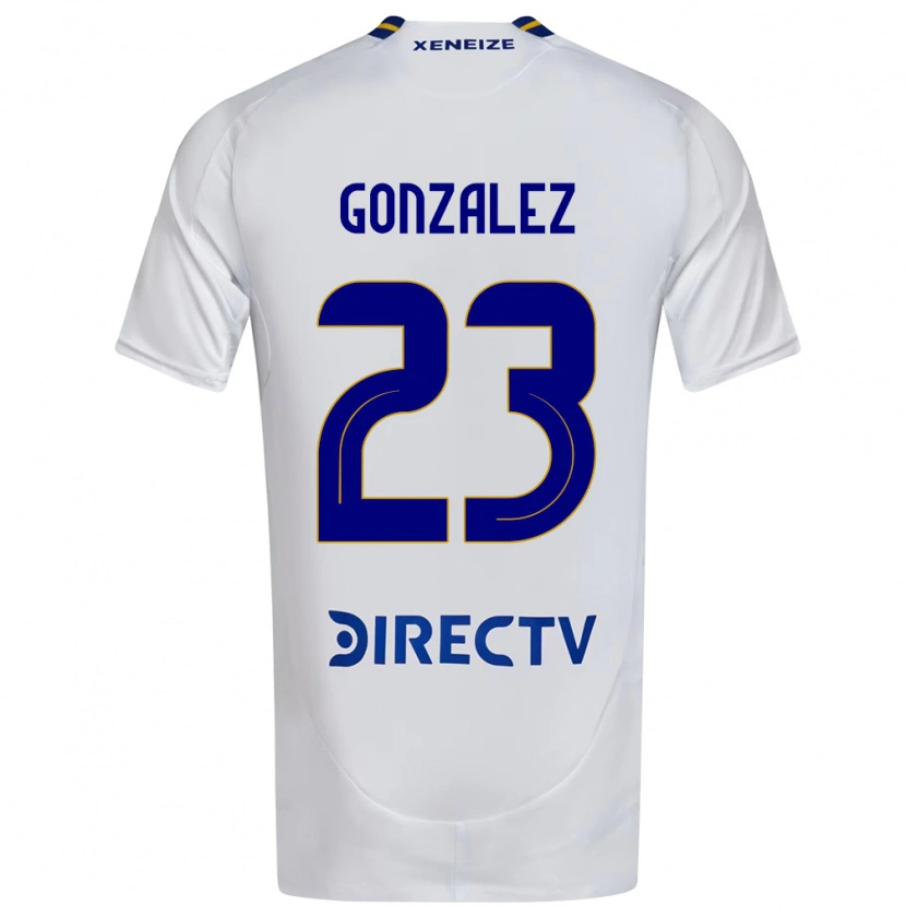 Danxen Uomo Maglia Diego Gonzalez #23 Bianco Blu Kit Gara Away 2025/26 Maglietta