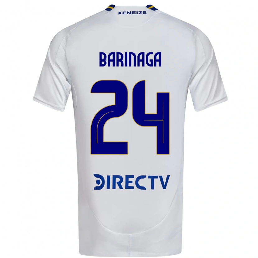 Danxen Uomo Maglia Juan Barinaga #24 Bianco Blu Kit Gara Away 2025/26 Maglietta