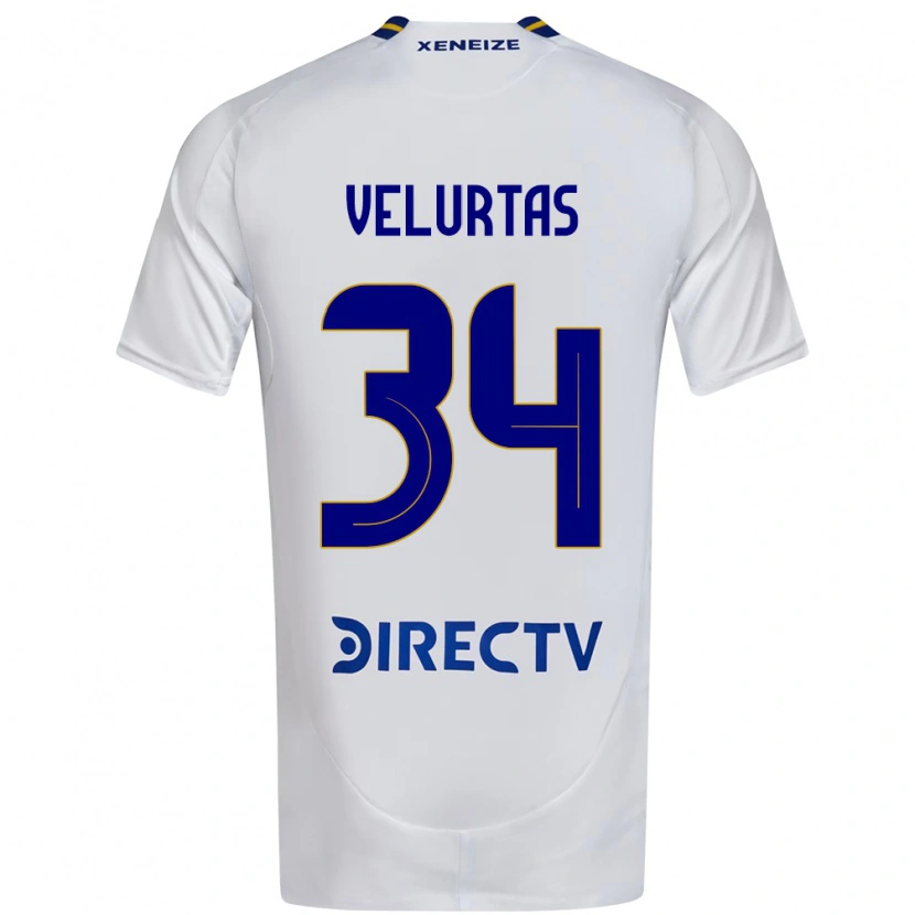 Danxen Uomo Maglia Pedro Velurtas #34 Bianco Blu Kit Gara Away 2025/26 Maglietta