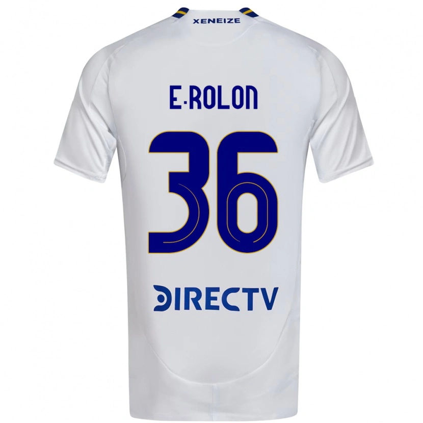 Danxen Uomo Maglia Esteban Rolón #36 Bianco Blu Kit Gara Away 2025/26 Maglietta