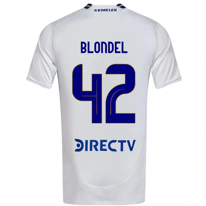 Danxen Uomo Maglia Lucas Blondel #42 Bianco Blu Kit Gara Away 2025/26 Maglietta