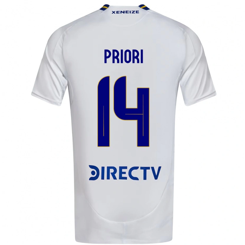 Danxen Uomo Maglia Brisa Priori #14 Bianco Blu Kit Gara Away 2025/26 Maglietta