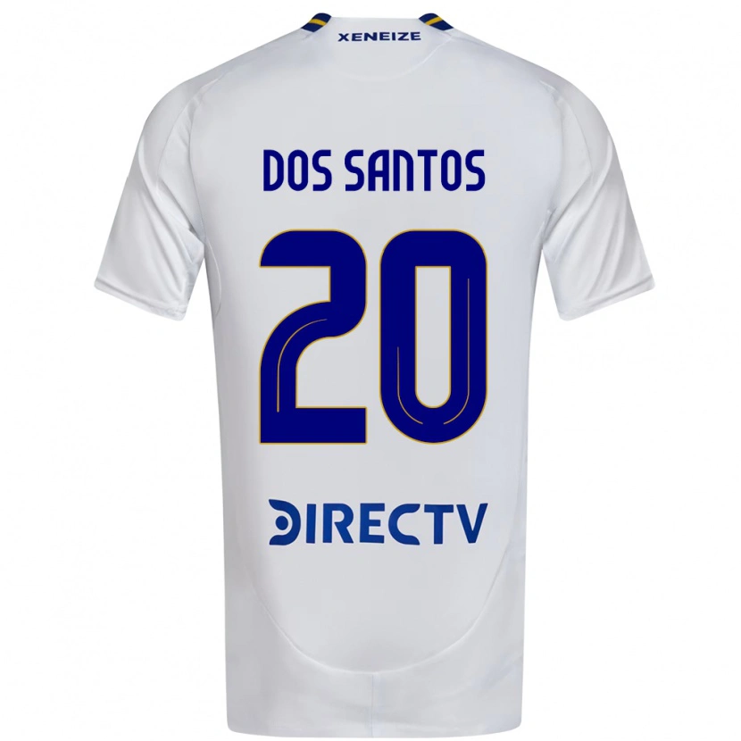 Danxen Uomo Maglia Celeste Dos Santos #20 Bianco Blu Kit Gara Away 2025/26 Maglietta