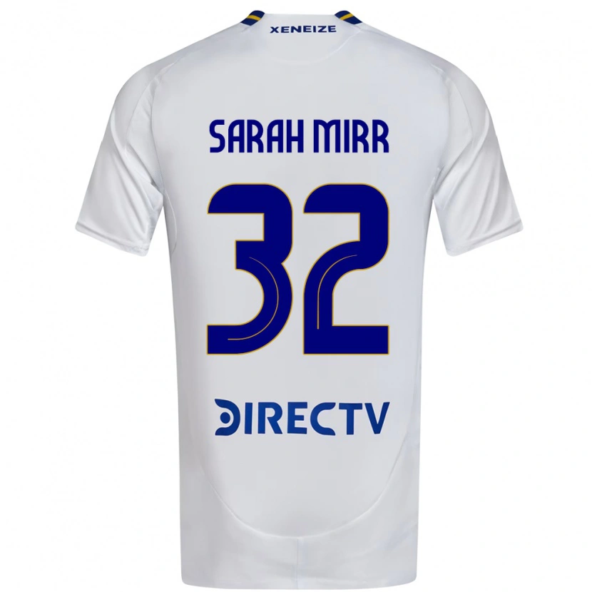 Danxen Uomo Maglia Sarah Mirr #32 Bianco Blu Kit Gara Away 2025/26 Maglietta