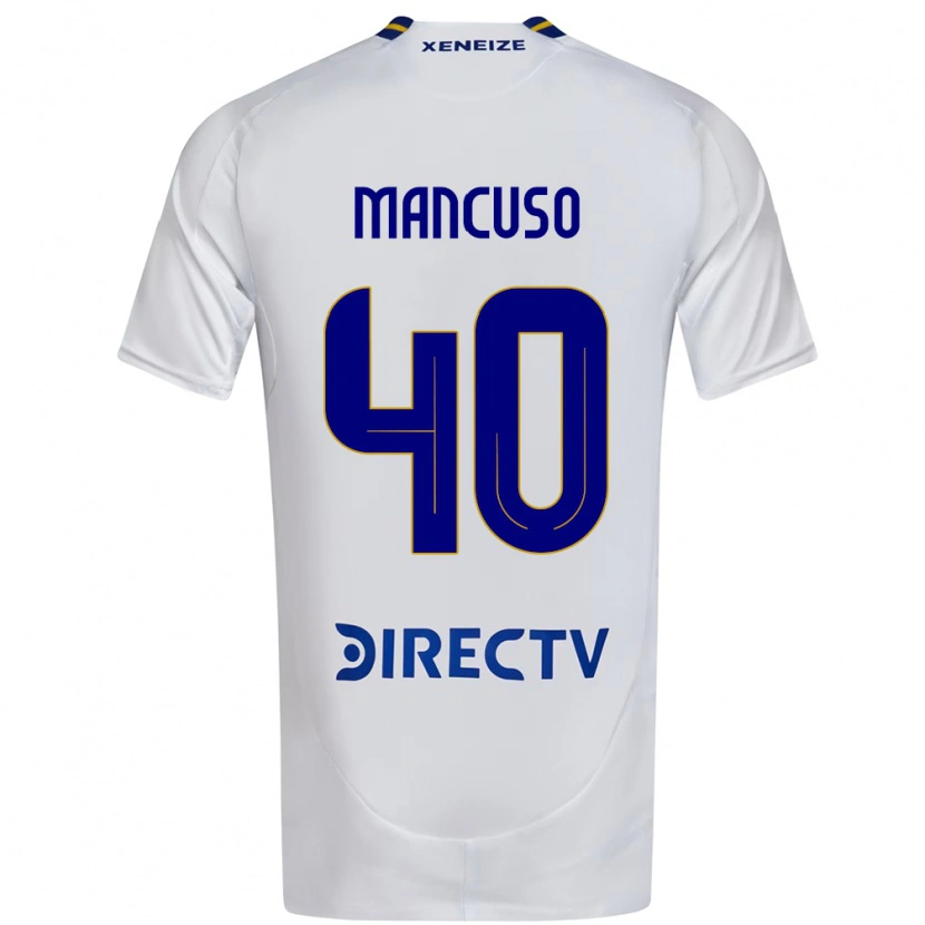 Danxen Uomo Maglia Eros Mancuso #40 Bianco Blu Kit Gara Away 2025/26 Maglietta