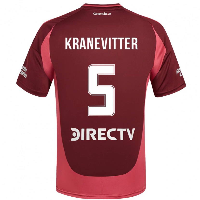 Danxen Uomo Maglia Matías Kranevitter #5 Borgogna Magenta Kit Gara Away 2025/26 Maglietta