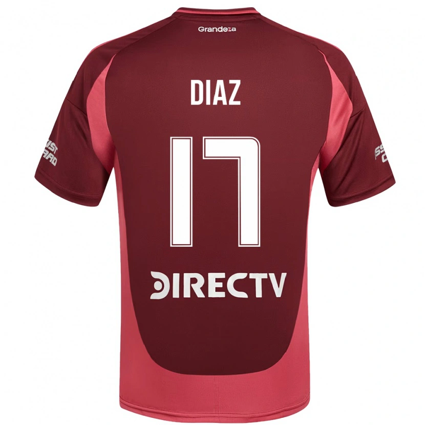 Danxen Uomo Maglia Paulo Díaz #17 Borgogna Magenta Kit Gara Away 2025/26 Maglietta