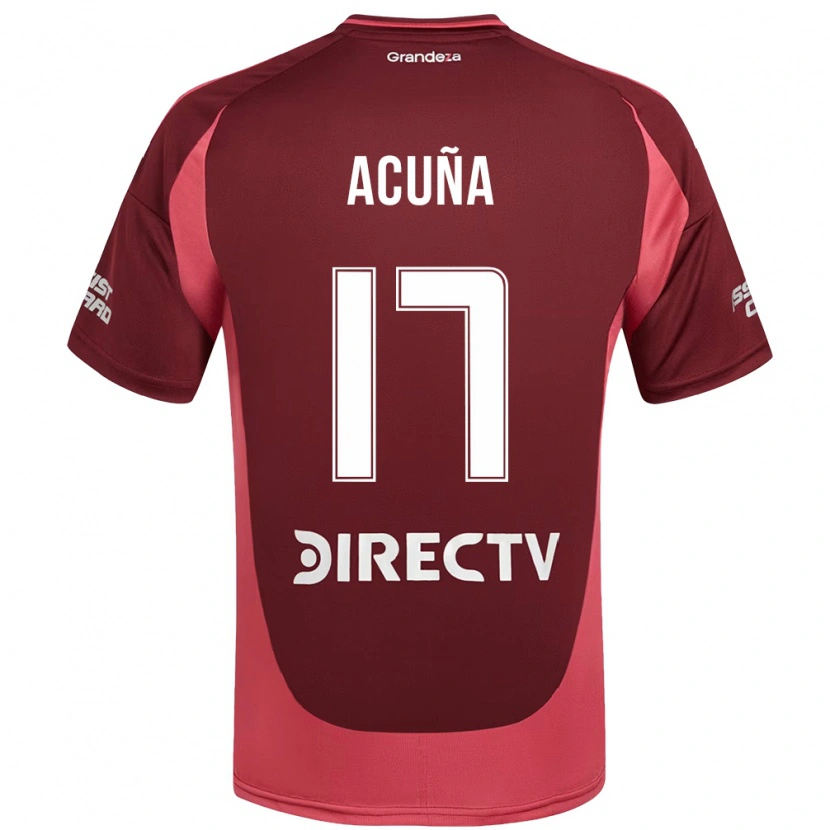 Danxen Uomo Maglia Ayelén Acuña #17 Borgogna Magenta Kit Gara Away 2025/26 Maglietta