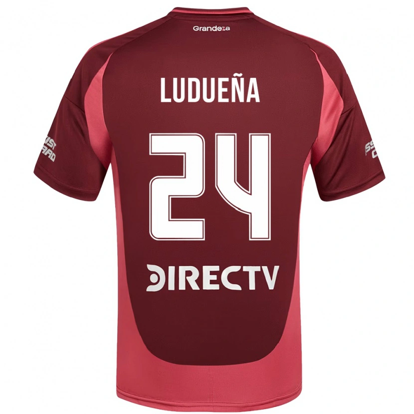 Danxen Uomo Maglia Belén Ludueña #24 Borgogna Magenta Kit Gara Away 2025/26 Maglietta