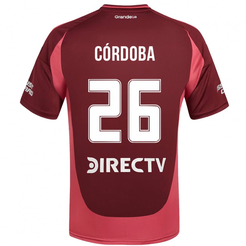 Danxen Uomo Maglia Sol Córdoba #26 Borgogna Magenta Kit Gara Away 2025/26 Maglietta
