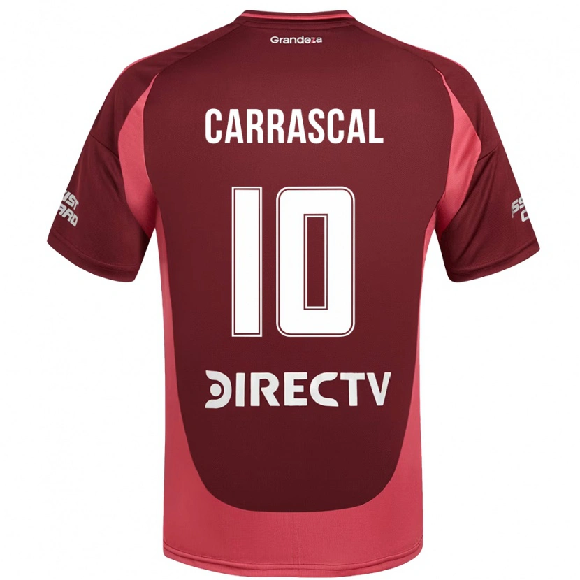 Danxen Uomo Maglia Jorge Carrascal #10 Borgogna Magenta Kit Gara Away 2025/26 Maglietta