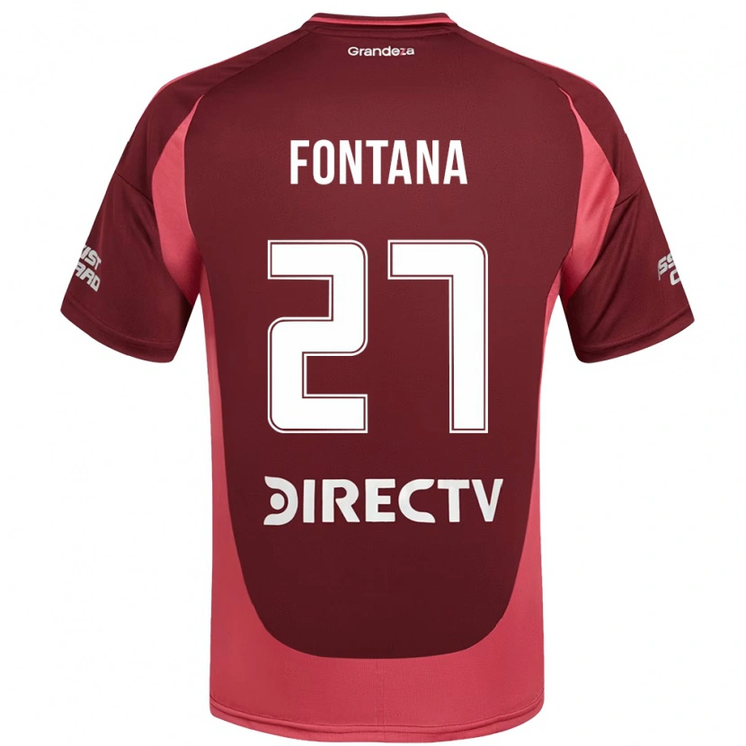 Danxen Uomo Maglia Agustin Fontana #27 Borgogna Magenta Kit Gara Away 2025/26 Maglietta
