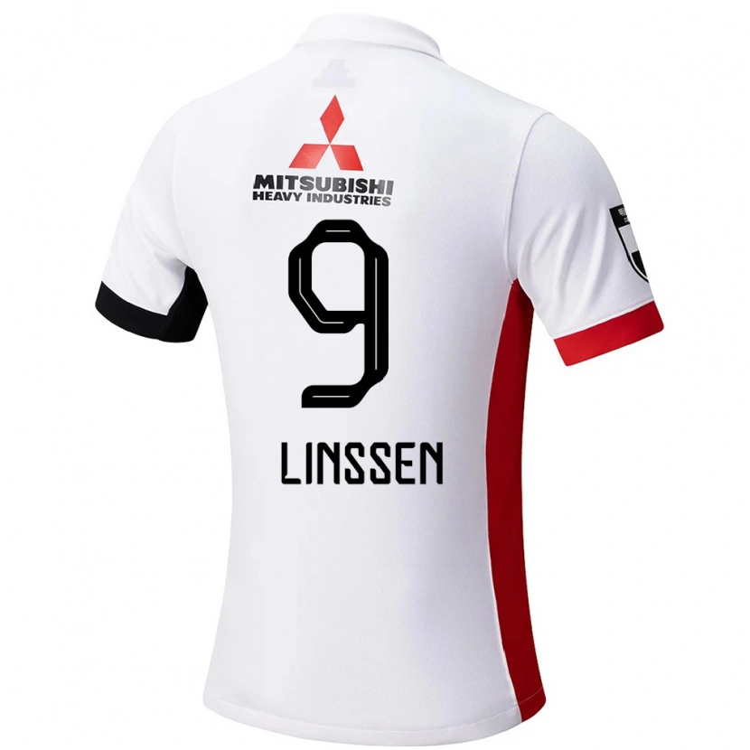 Danxen Uomo Maglia Bryan Linssen #9 Bianco Nero Kit Gara Away 2025/26 Maglietta