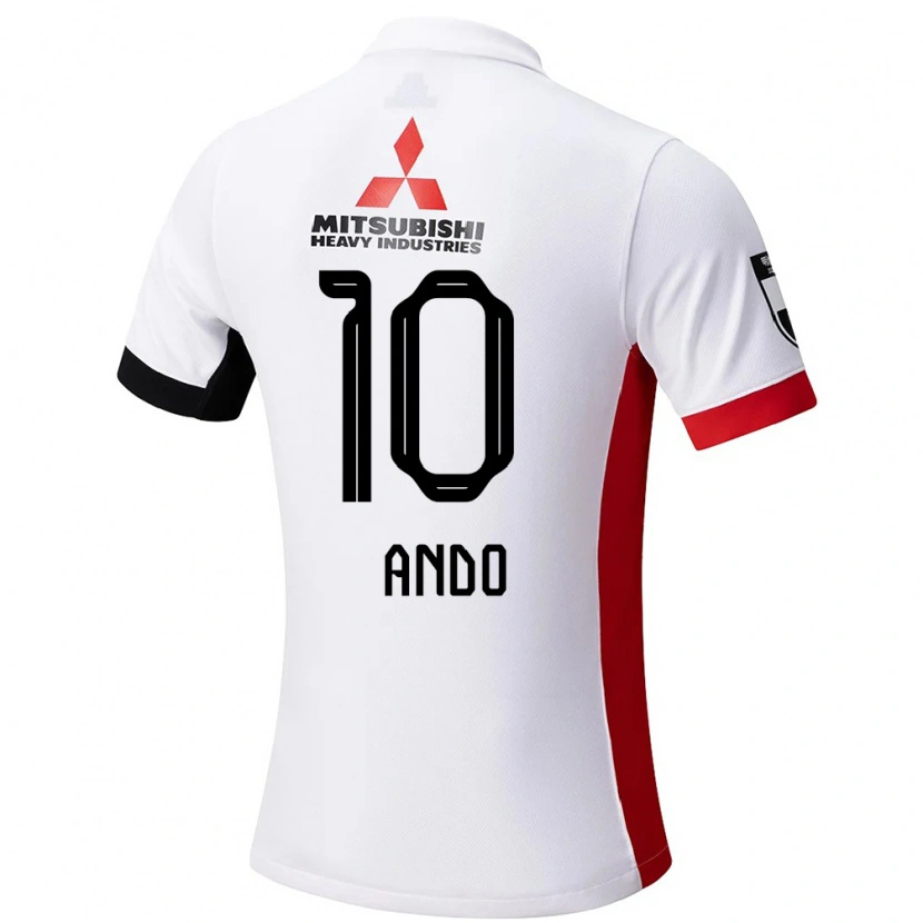Danxen Uomo Maglia Kozue Ando #10 Bianco Nero Kit Gara Away 2025/26 Maglietta
