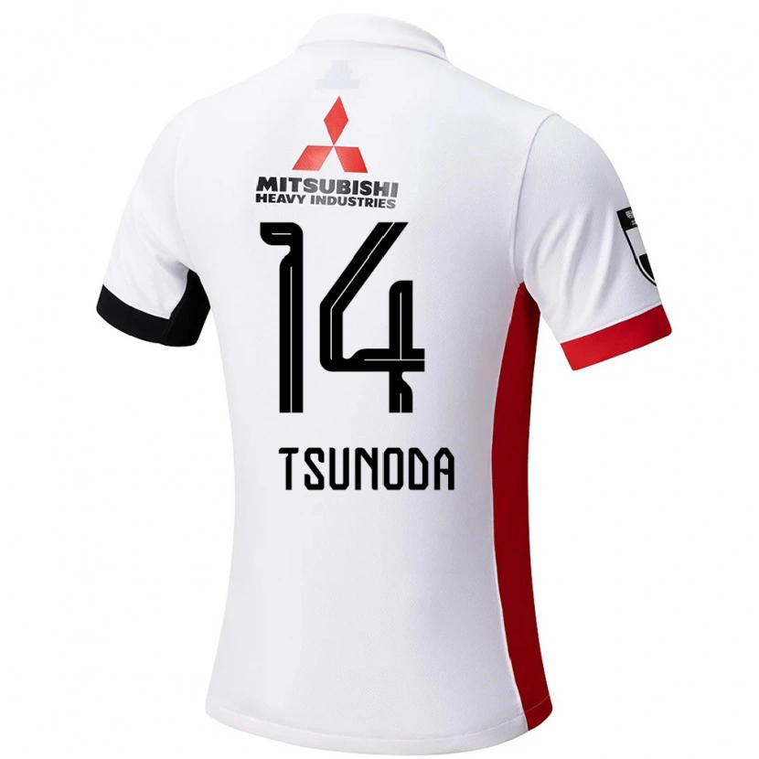 Danxen Uomo Maglia Fuka Tsunoda #14 Bianco Nero Kit Gara Away 2025/26 Maglietta