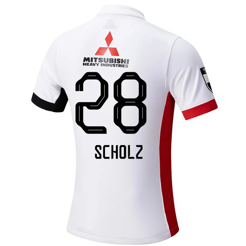 Danxen Uomo Maglia Alexander Scholz #28 Bianco Nero Kit Gara Away 2025/26 Maglietta
