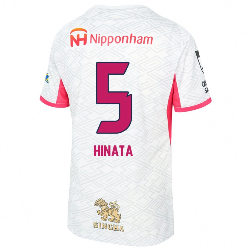 Danxen Uomo Maglia Hinata Kida #5 Bianco Rosa Sakura Kit Gara Away 2025/26 Maglietta