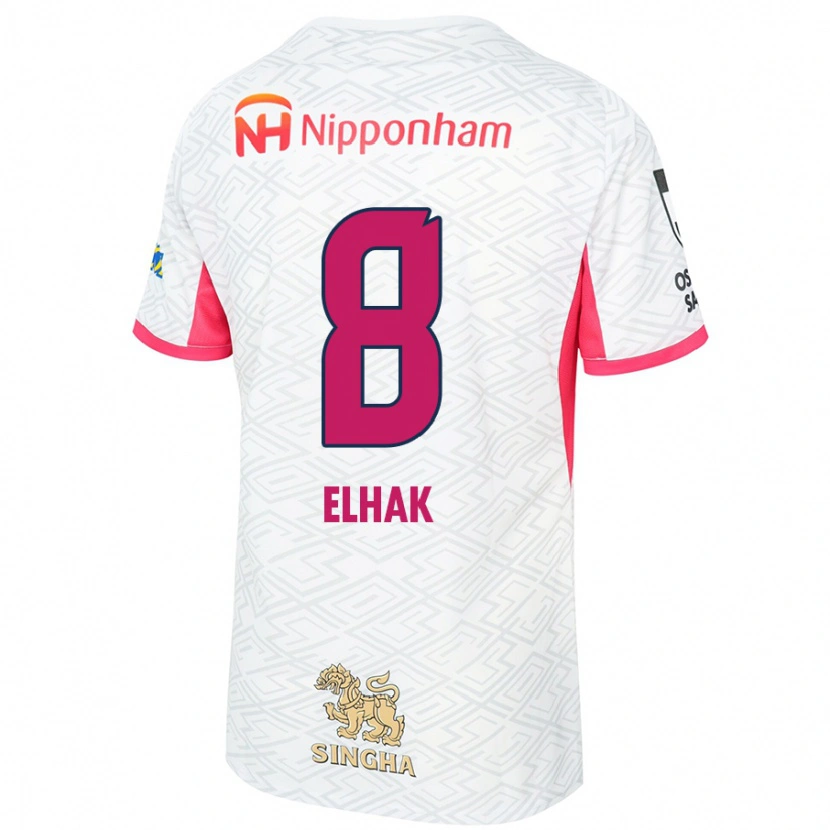 Danxen Uomo Maglia Akuro Elhak #8 Bianco Rosa Sakura Kit Gara Away 2025/26 Maglietta