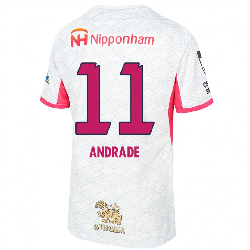 Danxen Uomo Maglia Thiago Andrade #11 Bianco Rosa Sakura Kit Gara Away 2025/26 Maglietta