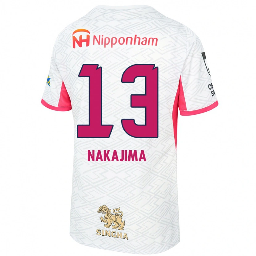 Danxen Uomo Maglia Motohiko Nakajima #13 Bianco Rosa Sakura Kit Gara Away 2025/26 Maglietta