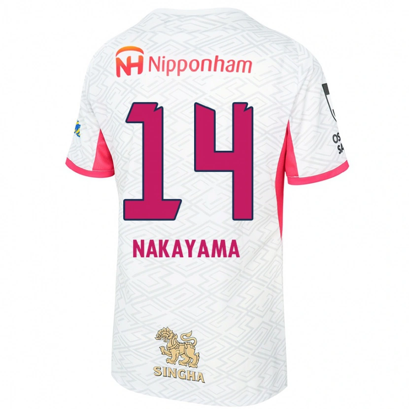 Danxen Uomo Maglia Toshito Nakayama #14 Bianco Rosa Sakura Kit Gara Away 2025/26 Maglietta