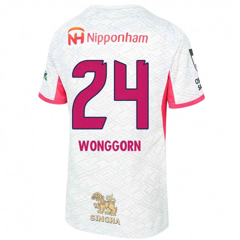 Danxen Uomo Maglia Jaroensak Wonggorn #24 Bianco Rosa Sakura Kit Gara Away 2025/26 Maglietta