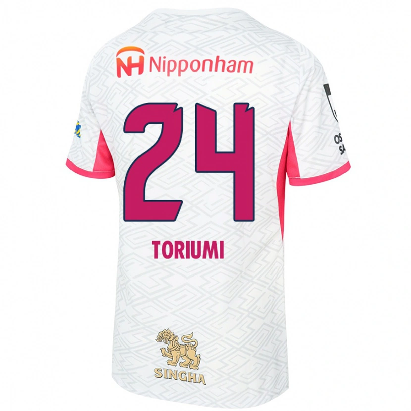 Danxen Uomo Maglia Koji Toriumi #24 Bianco Rosa Sakura Kit Gara Away 2025/26 Maglietta