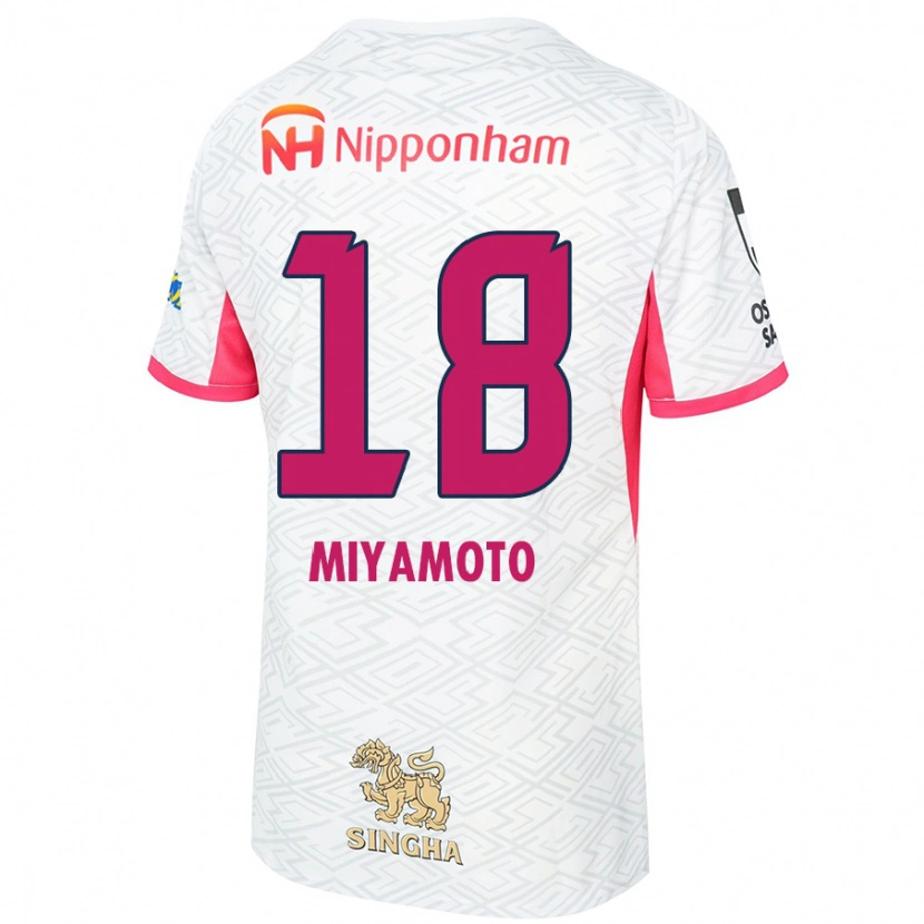 Danxen Uomo Maglia Hikari Miyamoto #18 Bianco Rosa Sakura Kit Gara Away 2025/26 Maglietta