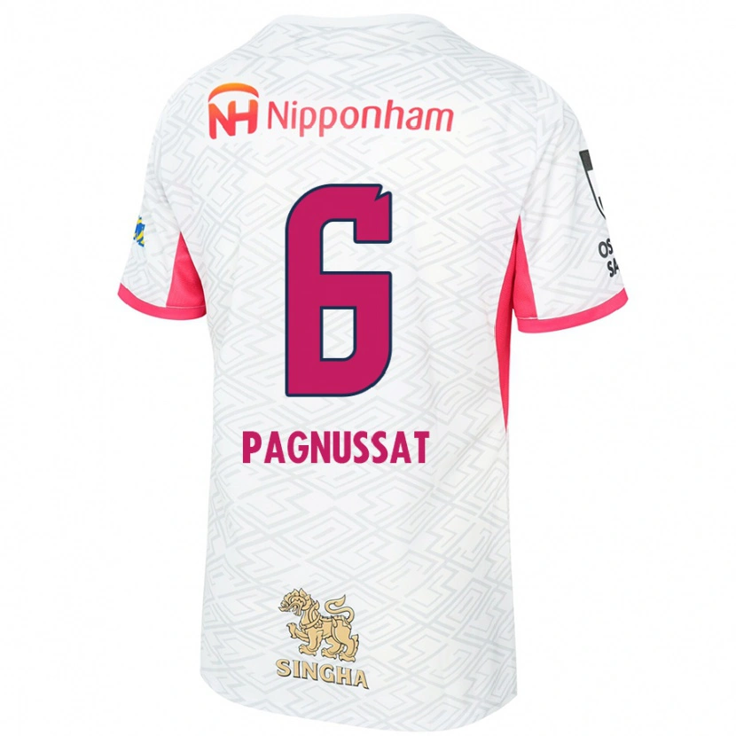 Danxen Uomo Maglia Tiago Pagnussat #6 Bianco Rosa Sakura Kit Gara Away 2025/26 Maglietta