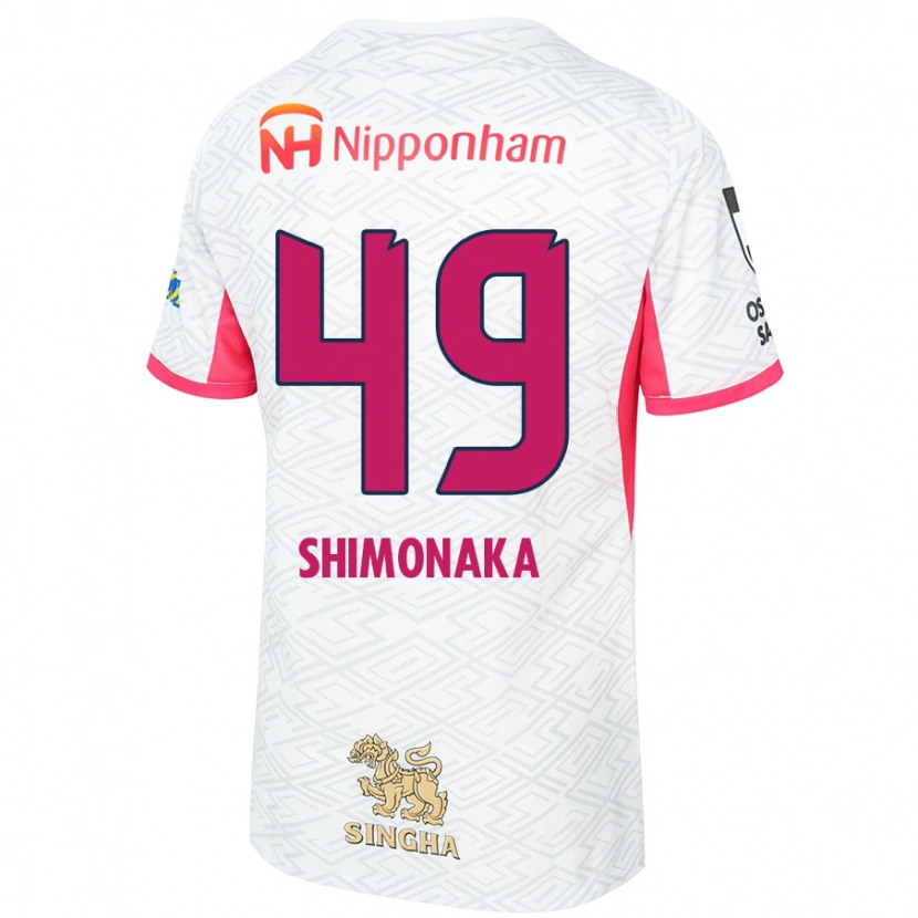 Danxen Uomo Maglia Ryoga Shimonaka #49 Bianco Rosa Sakura Kit Gara Away 2025/26 Maglietta